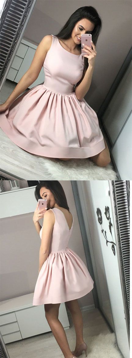Cute A Line Round Neck Pink Short Homecoming Party Dresses with Ruffles   cg13182