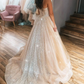 Champagne sweetheart tulle sequin long prom dress tulle formal dress   cg13210