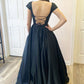 SIMPLE BLACK SATIN LONG PROM DRESS BLACK SATIN EVENING DRESS    cg13303