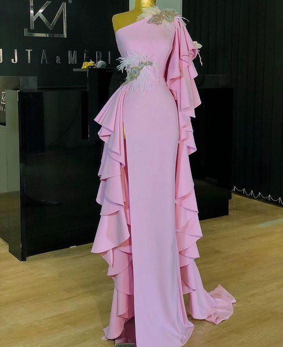 Pink long prom dress, evening dress    cg13314