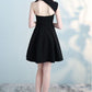 Black Halter Short Homecoming Dress Open Back with Bow    cg13323