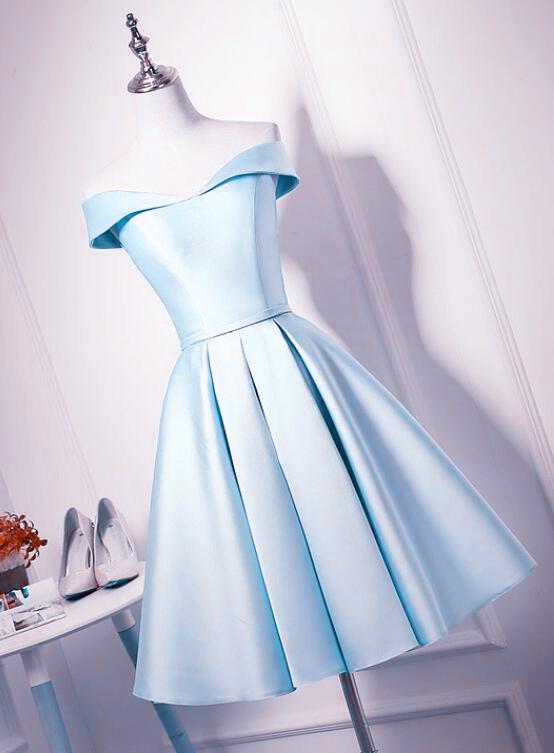 Beautiful Light Blue Satin Sweetheart Homecoming Dress   cg13369