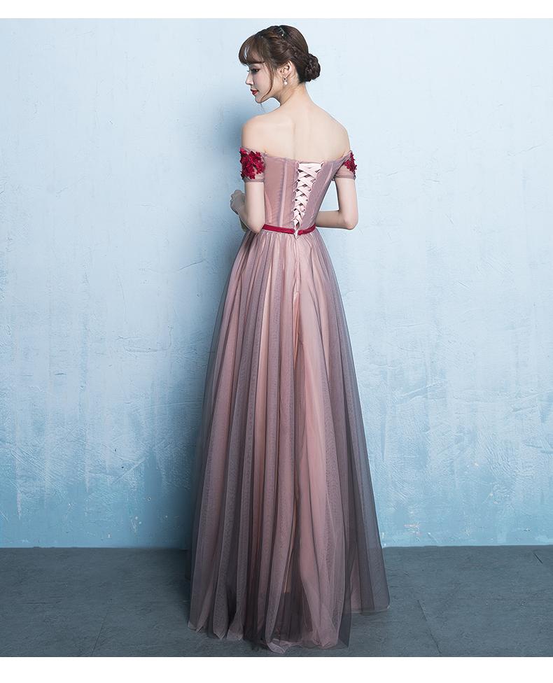 Pink Off Shoulder Floor Length Bridesmaid Dress, A-Line Off Shoulder Prom Dress   cg13425