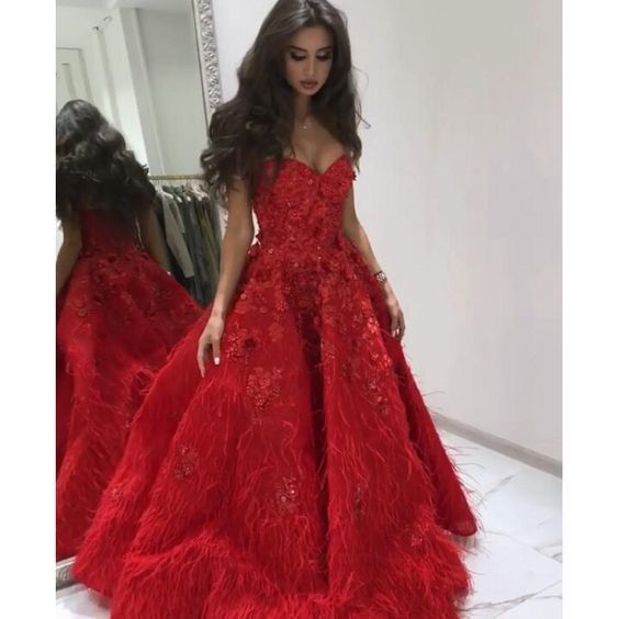 Luxury Formal Dresses Feather Sexy Floral Lace Long Evening prom Gowns    cg13430