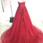 Sexy A-Line Halter Long Burgundy Tulle Prom Dresses Backless Floor Length Formal Party Dresses   cg13441
