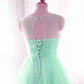 Mint Green Tulle Round Beaded Tulle Party Dress, Short Homecoming Dress   cg13443