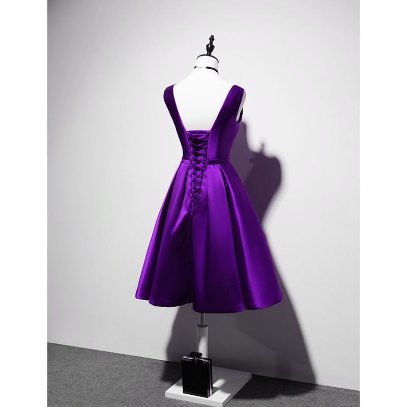 Purple Bridesmaid Dress Short Homecoming Dress   cg13444