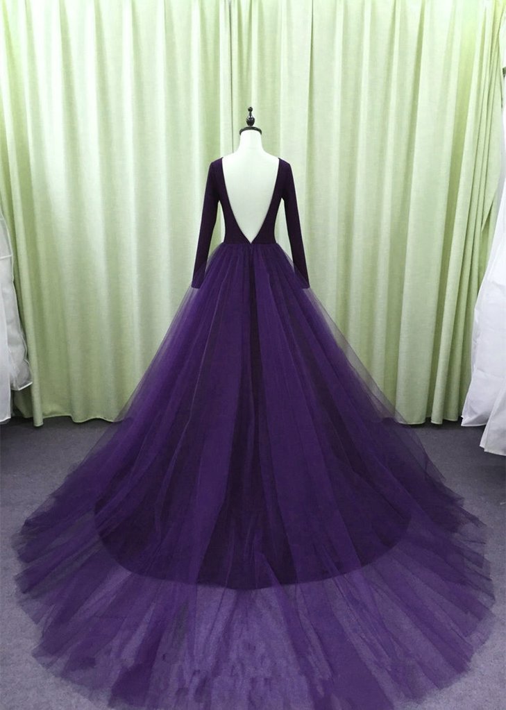 long prom dress Gorgeous Spandex And Tulle Ball Gown Evening Dress, Purple Party Dress    cg13445
