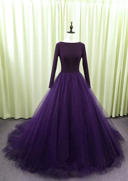 long prom dress Gorgeous Spandex And Tulle Ball Gown Evening Dress, Purple Party Dress    cg13445