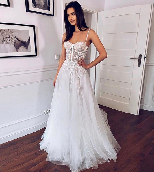 WHITE TULLE LACE LONG PROM DRESS EVENING DRESS   cg13904