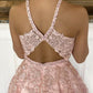 Pink tulle lace long prom dress evening dress   cg13960