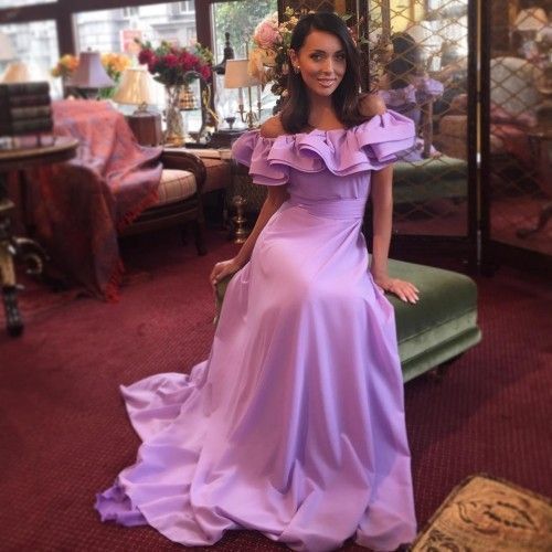 Unique Lavender Long Prom Dress Off Shoulder Formal Evening Dresses   cg14028