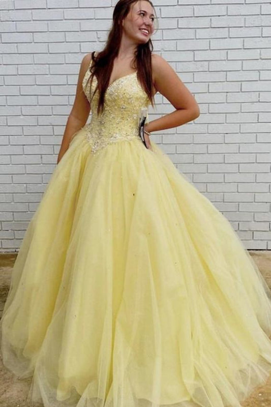 Gorgeous V Neck Beaded Yellow Long Prom Dresses, V Neck Yellow Formal Dresses    cg14063