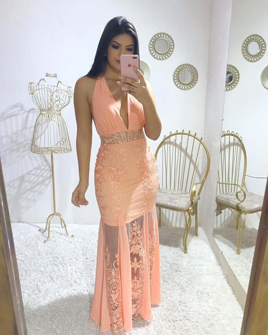 Long Prom Dresses Lace Party Prom Dresses See Through Prom Dresses   cg14156