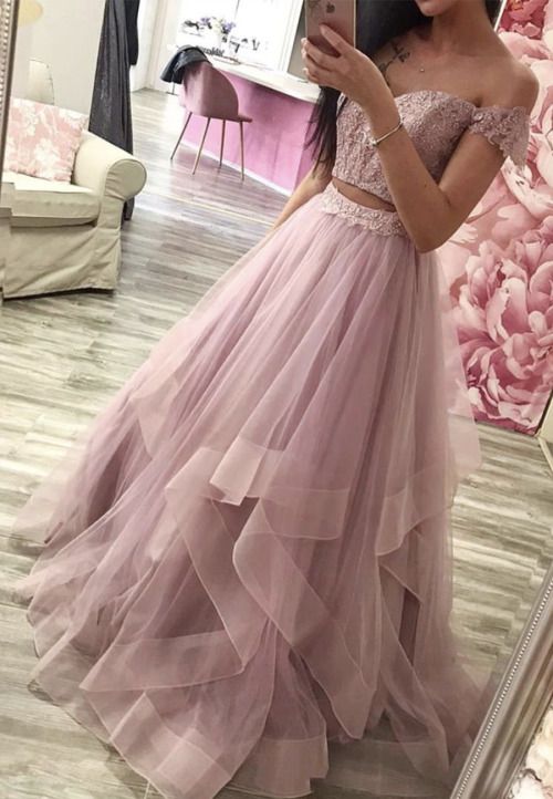 pink lace long prom dress   cg14221