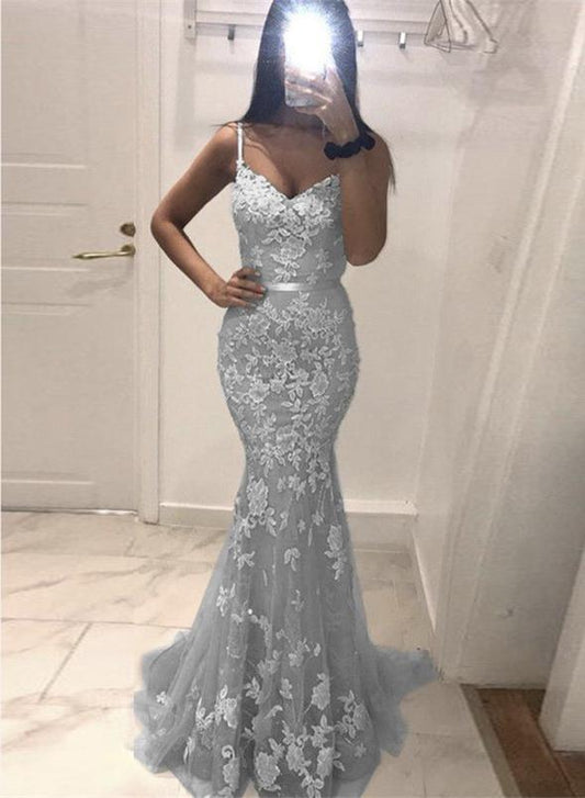Mermaid lace long prom dress evening dress   cg14241
