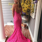 Pink Lace Prom Dresses,Mermaid Long Prom Dresses, Pretty Prom Dresses   cg14933