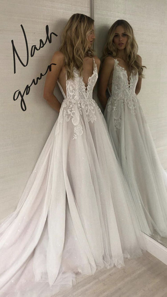 Sexy Open Back Bridal Dress Lace Prom Dress   cg15891