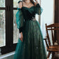 elegant dark green lace gown Prom Dress,   cg16016