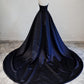 Navy Blue Satin Long Party Dress, Elegant Dark Blue Formal Dress Evening Dress Prom Dresss   cg16143