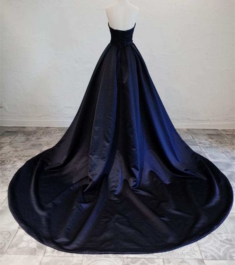 Navy Blue Satin Long Party Dress, Elegant Dark Blue Formal Dress Evening Dress Prom Dresss   cg16143