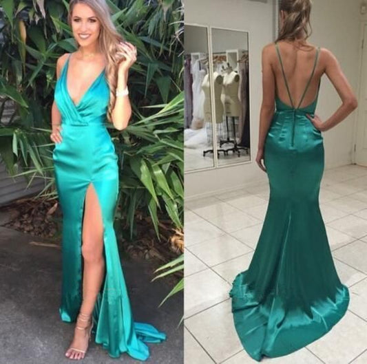 Sexy Mermaid Backless Long Formal Prom Dress with Slit   cg16212