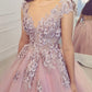 PINK TULLE LACE LONG BALL GOWN PROM DRESS FORMAL DRESS    cg16284