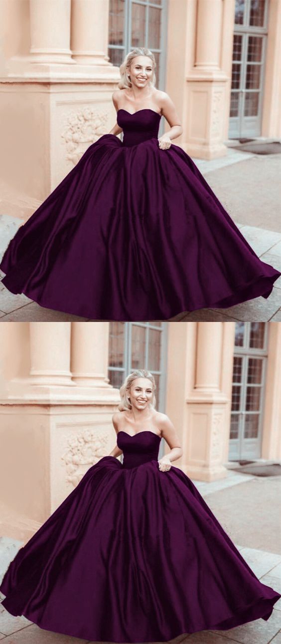 purple ball gown,sweetheart ball gown,satin ball gowns prom dress cg1740