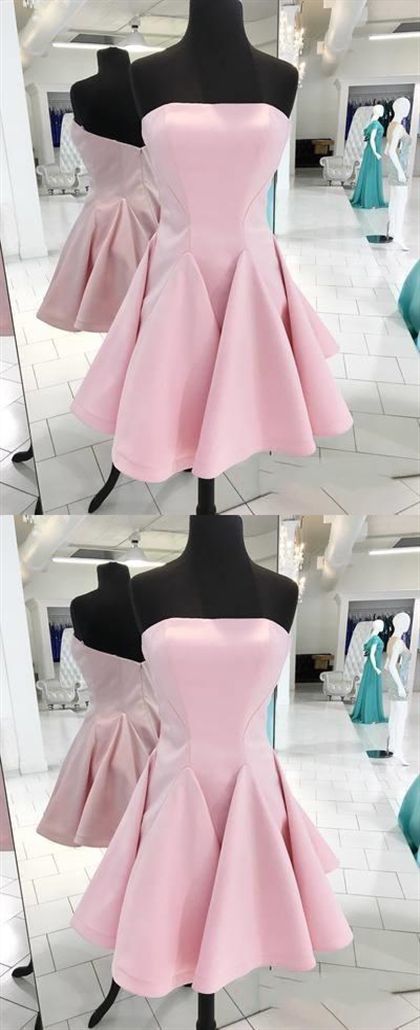 Pink Strapless Backless Homecoming Dresses,A Line Cocktail Dresses  cg1946