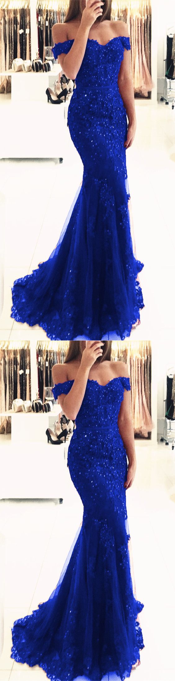 royal blue lace mermaid evening dress off the shoulder prom dress cg2022