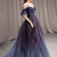 PURPLE SWEETHEART NECK TULLE LONG PROM DRESS PURPLE FORMAL DRESS    cg20454