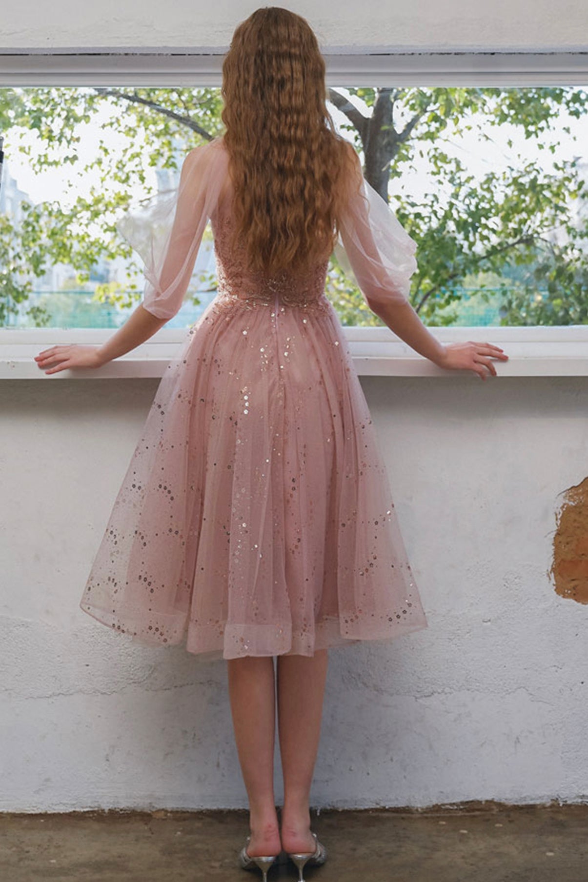 PINK TULLE BEADS SHORT HOMECOMING DRESS PARTY DRESS    cg20774
