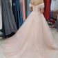 Pink tulle long A line prom dress pink evening dress    cg21365