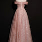 PINK TULLE LONG A LINE PROM DRESS PINK EVENING DRESS    cg21759