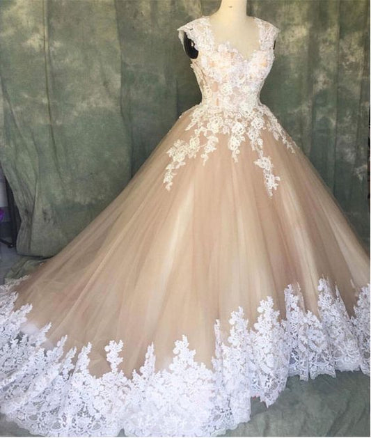 Ball Gown Wedding Dress With Lace prom dress for women    cg21854