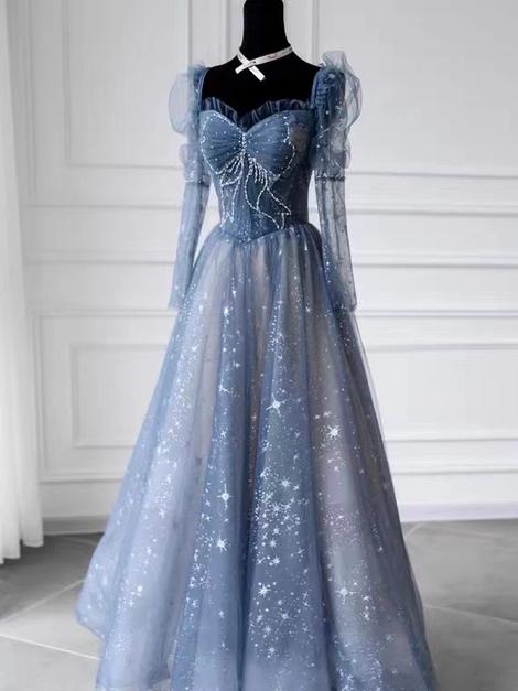 Unique,Long sleeve prom dress,Frozen blue dress       cg22888
