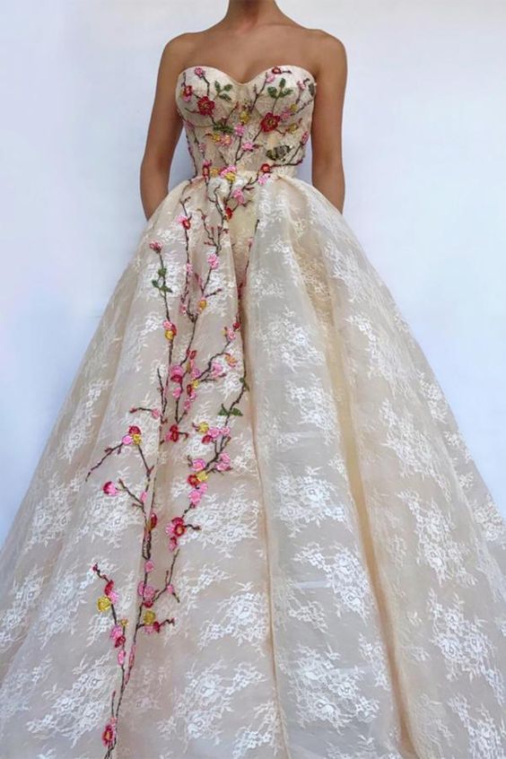 Modest Sweetheart Lace Up Long Lace Prom Dresses Quinceanera Dresses            cg23421