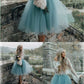 Cheap Tulle and Lace Two Pieces Blue Short dress , homecoming dresses cg24