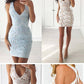 Sheath V-Neck Sleeveless Short Ivory Lace ,  Homecoming Dress cg25