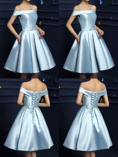 Elegant Off The Shoulder Homecoming Dresses,Light Blue Homecoming Dresses cg256