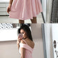 Short Pink Off Shoulder Graduation Homecoming Cocktail Dresses ,pink homecoming dress cg269