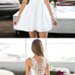 Simple Charming A-Line Jewel Keyhole White Short Homecoming Dress with Lace cg317