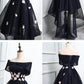 Off-the-Shoulder Black Organza Homecoming Dresses With Handmade Flower , Short homecoming Dresses cg32
