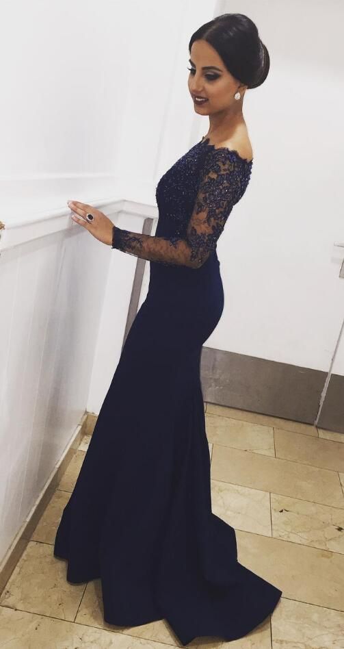 Long Sleeve Prom/Evening Dress, Lace Prom Dress,Mermaid Prom Dress,Sexy Beaded Mermaid Prom Dress , Long Formal Dress cg3255