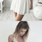 A-Line Spaghetti Straps Short White Chiffon Homecoming Cocktail Dress with Lace , short homecoming dress cg344