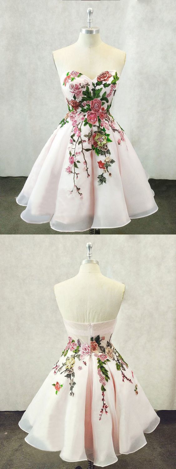 Tulle Light Pink Short Homecoming Dress, Handmade Flower Dress cg356