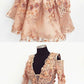 Cute champagne lace applique short homecoming dress cg463