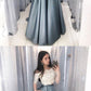 Unique lace two pieces long prom dress, lace evening dress cg466