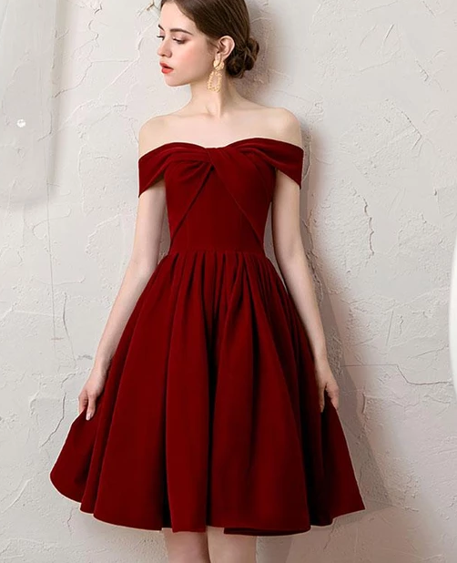 SIMPLE BURGUNDY TULLE SHORT HOMECOMING DRESS BURGUNDY BRIDESMAID DRESS cg4869