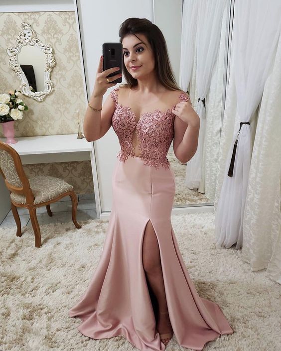 2020 long prom dress pink charming dress cg5483